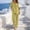 Yellow plus size two piece set a1, variant on Cagogo Women Plus Size V Neck 3/4 Sleeve Two Piece Set Wide Leg Pants Solid Boho Vacation Loose Casual Suit Tracksuits Lounge Outfits Summer Cruise Travel Clothes, Coffee 3XL