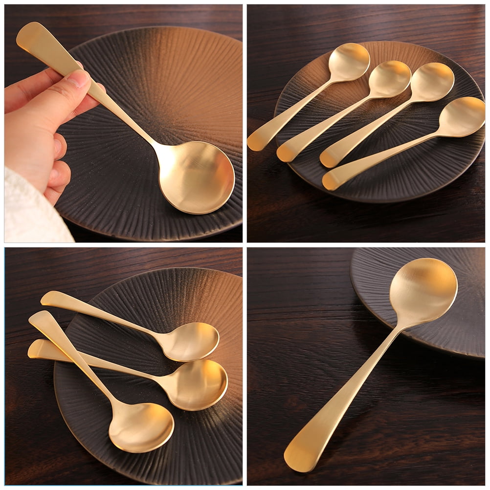 ULTNICE Metal Soup Spoons Brass Suitable for Soup and Rice Household Users Daily Use 2Pcs