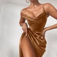 thumbnail image 5 of FAIWAD Women's Satin Spaghetti Strap Dress Sleeveless Ruched Cami Dress Slit Wedding Party Cocktail Dresses, 5 of 8