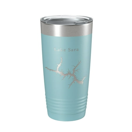 

Lake Sara Map Tumbler Travel Mug Insulated Laser Engraved Coffee Cup Illinois 20 oz Light Blue