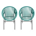 thumbnail image 2 of GDF Studio Carver Modern Rattan Outdoor Basket Chairs, Set of 2, Teal, 2 of 8
