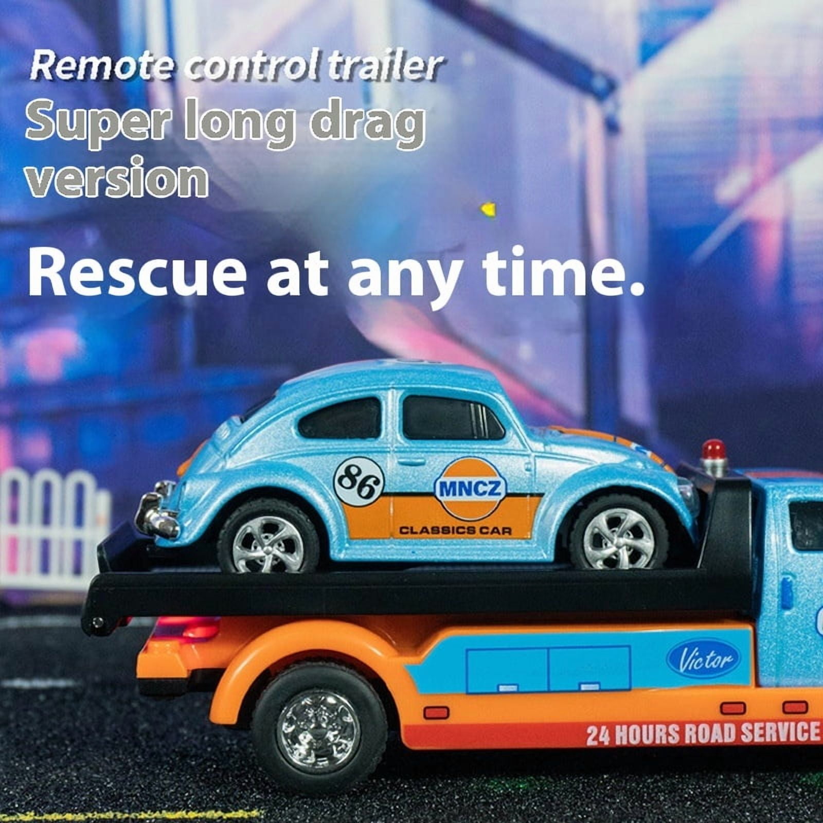 Mini RC Truck,1:64 Scale Car,Remote Control Car with Lights, 2.4Ghz Rc Truck with Trailer,Speed/Steering Adjustable