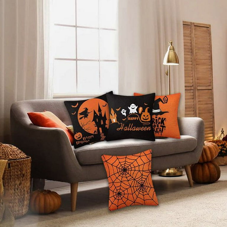 MIULEE Halloween Decor Pillow Covers Fall Decorative Pillows Farmhouse  Throw Pillow Cases Pillowcases Ghost Spooky Vibe for Sofa 4 Pack