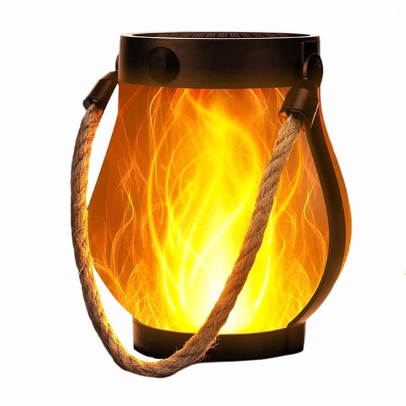 Outdoor Lanterns Flickering Flame Garden Lights with Dual Charging USB & Solar Outdoor Waterproof Hanging Lantern