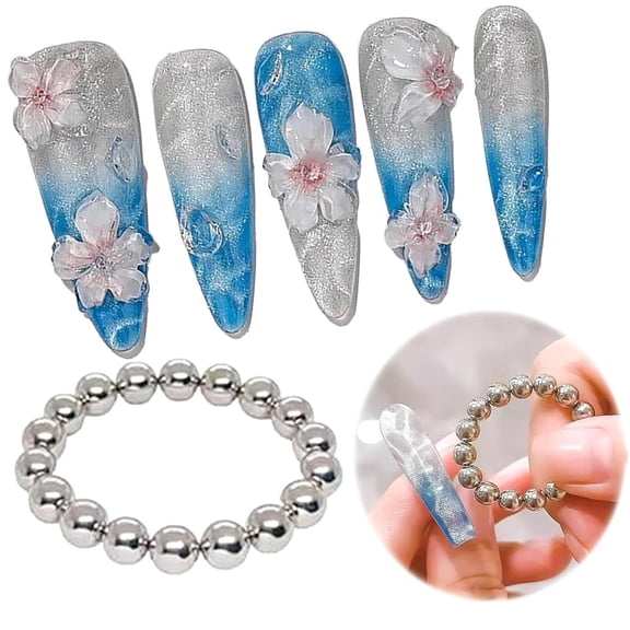 HHBEAUTY 20Pcs Cat Eye Nail Magnet Beads Cat Eye Gel Nail Polish Magnet Wand Magnetic Nail Polish Cat Eye Magnet Nails Round Magnetic Beads Nail Design Tools Nail Art Accessories