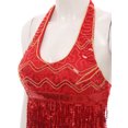 thumbnail image 4 of Kvysinly Hauts à Franges Scintillants pour Femmes Sans Manches Col Halter à Franges Débardeur à Paillettes Tenue de Fête Rouge Taille Unique, 4 of 7