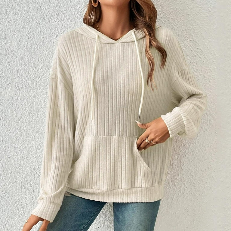Hoodie, Women's Casual Long Sleeve Drop Shoulder Hoodie Curved Hem