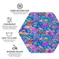 thumbnail image 3 of Picia Colorful Mushrooms Printed Leather Coasters for Drinks, 4" Drink Coasters Set of 4 for Tabletop Protection, Handmade Luxurious Home Décor and Housewarming Gift -Hexagon, 3 of 6