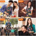 thumbnail image 4 of Pioneer Flower Floral Print Pattern Apron for Women and Men, Cotton Linen Waterproof with Pockets, Adjustable, 33x27 Inch for Kitchen, Gardening, BBQ, Salon, 4 of 6