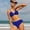 Blue, variant on RTKFRFLM Girls 2-Piece Padded Bikini Set Trendy Twist V-Neck Drawstring Top & Bottoms for Summer Beach Bathing Suit