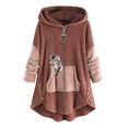 thumbnail image 2 of Aboser Winter Jackets for Women Cute Cat Print Hoodies Fleece Warm Long Coats Zip Up Plush Fall Jacket Fuzzy Pockets Hooded Outwear, 2 of 4