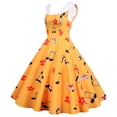 thumbnail image 4 of Elainilye Fashion Dresses for Women 2024 Casual Court Contrast High Collar Polka Dotted Large Dress Formal Dress,Yellow, 4 of 6