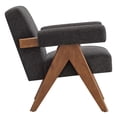 thumbnail image 4 of Armchair Accent Chair, Set of 2, Drak Gray Grey, Fabric, Wood, Living Kitchen Cafe Bistro Hospitality Restaurant, Modern Contemporary HB36213, 4 of 9