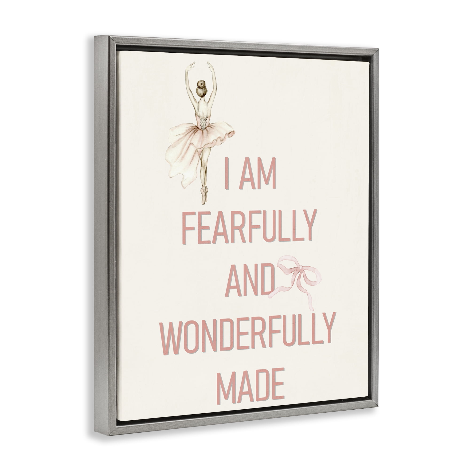Wonderfully Made Ballerina Gray Framed Floater Canvas Wall Art, design by Kim Allen