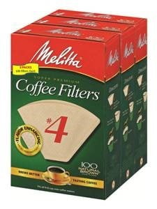 Melitta #4 Natural Brown Cone Coffee Filters, 100 Ct (3 Pack) by Melitta