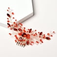 thumbnail image 1 of Nvzi Horquillas para el pelo de boda con flores para novias, peinetas con perlas de cristal, pinzas para el pelo, accesorios para el pelo de boda dorados, joyas, color rojo, 1 of 4
