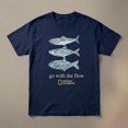 thumbnail image 3 of National Geographic t-shirt with three blue fish graphic and the words 'go with the flow', 3 of 6