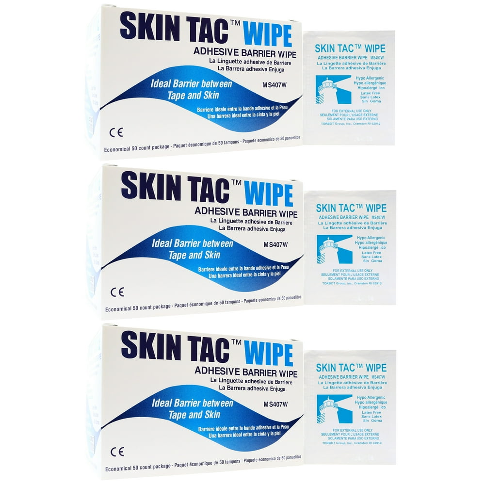 Skin Tac Adhesive Barrier Wipes Box of 50 Pack of 3