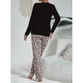 thumbnail image 2 of Women Cozy Leopard Print Pajama Set - Top with Heart Accent, Soft Pajama Pants, 2 of 8