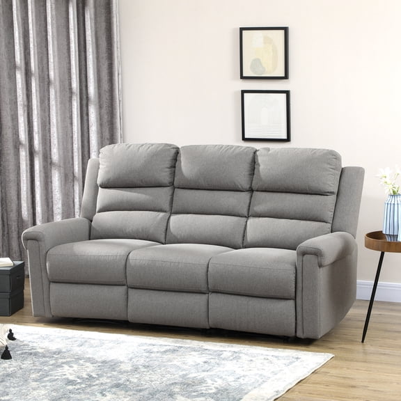 HOMCOM Recliner Sofa Couch with Footrests, 3 Seater Sofa Modern Couch Gray