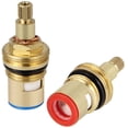 thumbnail image 3 of Jinsinto High Quality: The ceramic faucet head is made of high quality solid brass and ceramic, strong and durable. Works great for long term use Dimensions: length: 53mm, outer diameter: 7.6mm, inner diameter: 4mm. 20 teeth on the top of the valveEasy to use: close or open the faucet clockwise and counterclockwiseWidely used: universal size, suitable for 75% of faucets. Available for single or double hot and cold water taps. Ideal for bathroom, kitchen, 3 of 5