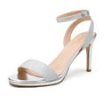 thumbnail image 1 of Dream Pairs Women's High Stiletto Open Toe Ankle Strap Heels Dress Pump Heel Sandals STECY-1 SILVER/GLITTER Size 10, 1 of 4