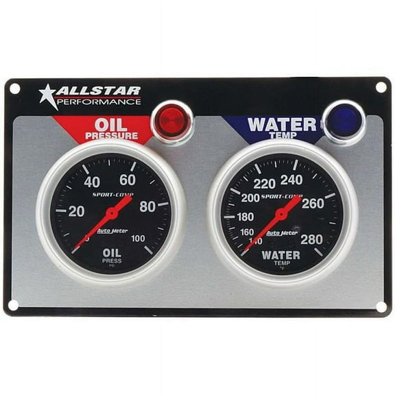 Allstar Performance ALL80110 2 Gauge Panel with Sport Comp Oil Pressure & Water Temp