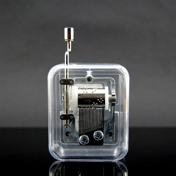 IDEANATEGRATE 1Set Wind Up Musical Box with Square Shape Transparent Acrylic Metal for Friends present