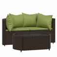 thumbnail image 1 of Set Patio Lounge VidaXL de poliratán marrón con cojines, 3 piezas, 1 of 9