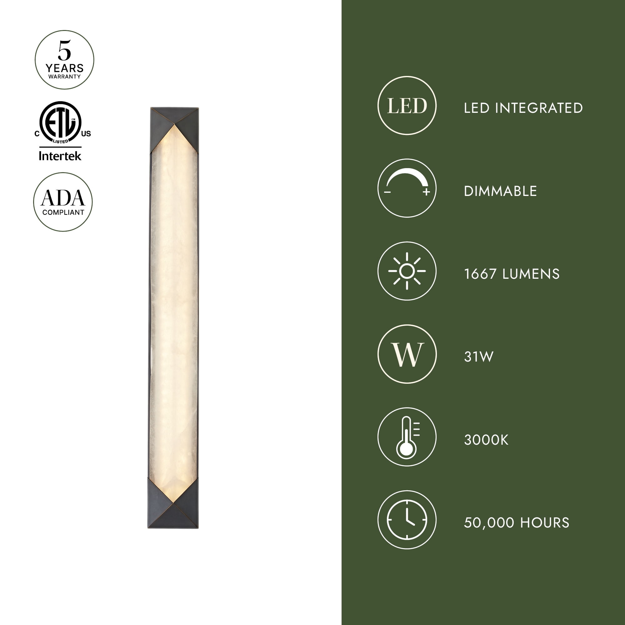 WV323225PNAR-Alora Lighting-Caesar - 31W LED Bath Vanity-25 Inches Tall and 3 Inches Wide-Polished Nickel Finish