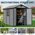 thumbnail image 4 of Resin Storage Shed with Floor, Cuoote 8.7x5.5 FT Outdoor Plastic Garden Shed with Windows, Lockable Door, Wood Grain Tool Shed for Backyard, Patio, Lawn, 4 of 8