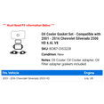 thumbnail image 2 of Oil Cooler Gasket Set - Compatible with 2001 - 2016 Chevy Silverado 2500 HD 6.6L V8 2002 2003 2004 2005 2006 2007 2008 2009 2010 2011 2012 2013 2014 2015, 2 of 2
