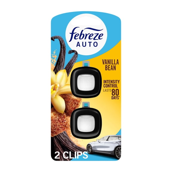 Febreze Auto Air Freshener, Car Vent Clip, Vanilla Bean, 2 Count