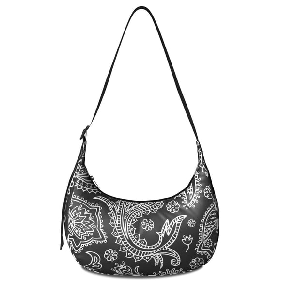 Adjustable Strap Crossbody Bag Lightweight Nylon Vintage Paisley Boho Floral Pattern Small Purse for Women Office Travel Daily Use