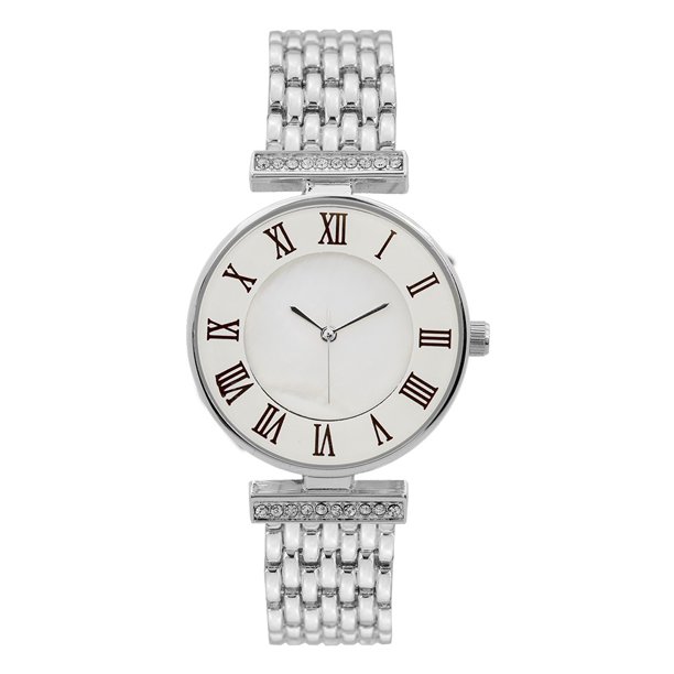 Master Of Bling Womens Luxury Wristwatch Roman Numeral Dial Silver