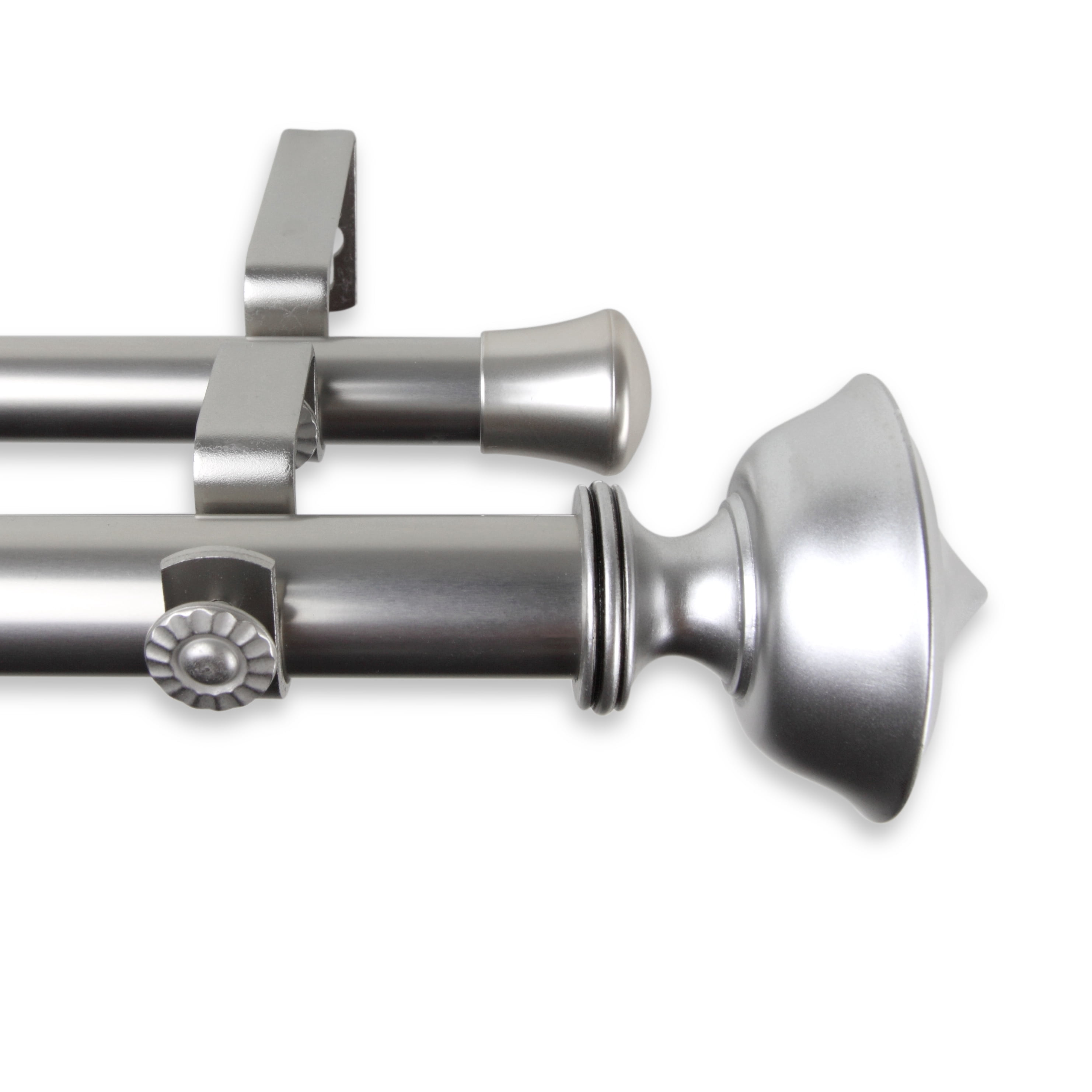 Central Design Products Steel Adjustable Bathroom Double Curtain Rods, Silver, 2.25" X 2.5"