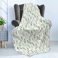 thumbnail image 4 of Leaf Soft Flannel Fleece Throw Blanket, Tea Leaves with Ornamental Vintage Design Soft Faded Colors Artwork Print, Cozy Plush for Indoor and Outdoor Use, 60" x 80", Green Army Green, by Ambesonne, 4 of 5