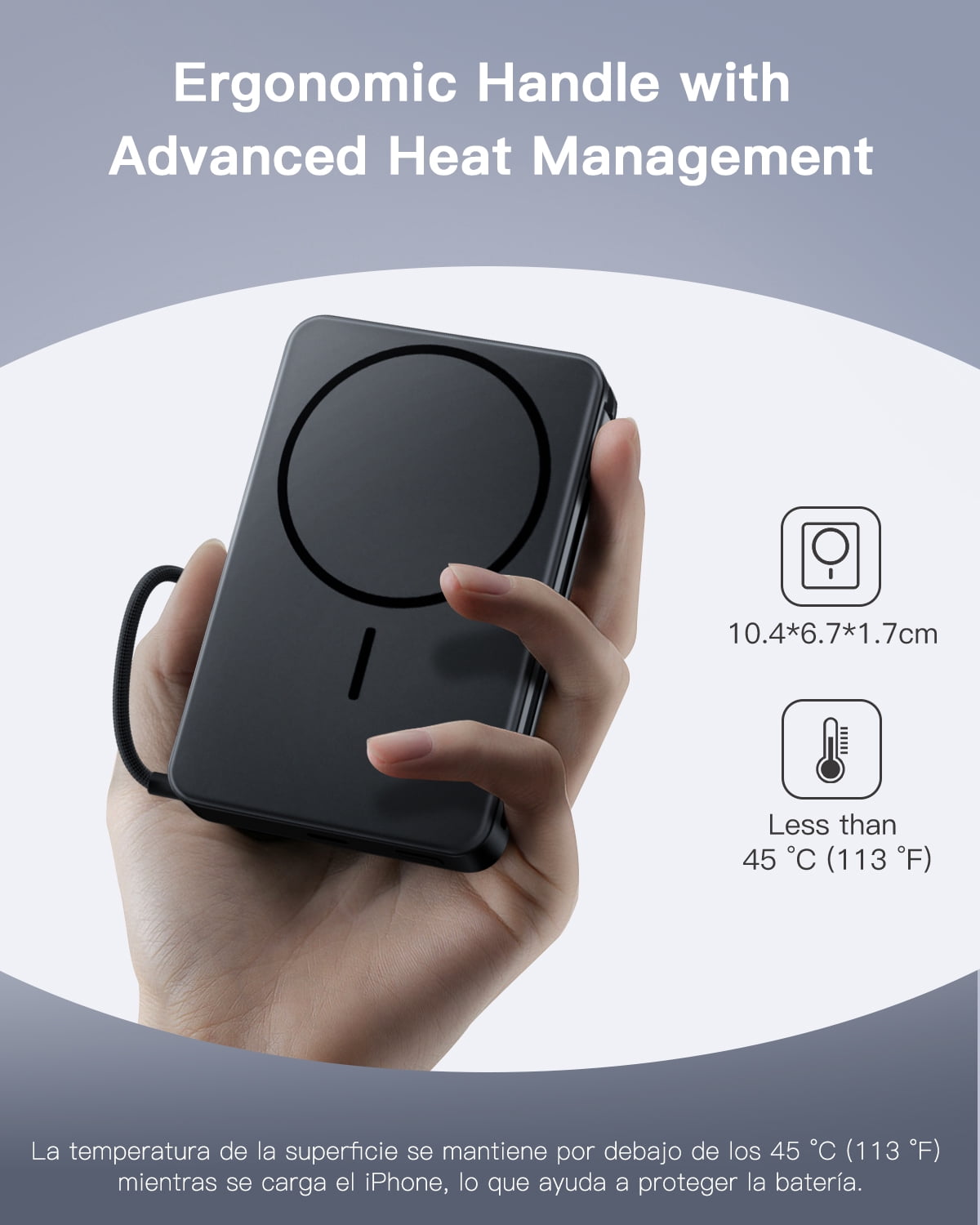 10,000mAh Magnetic Wireless Power Bank Compatible with Mag-Safe, 15W Fast Charging Portable Charger with USB-C 22.5W PD Input/Output - for iPhone 17/16/15/14/13/12 Series, AirPods