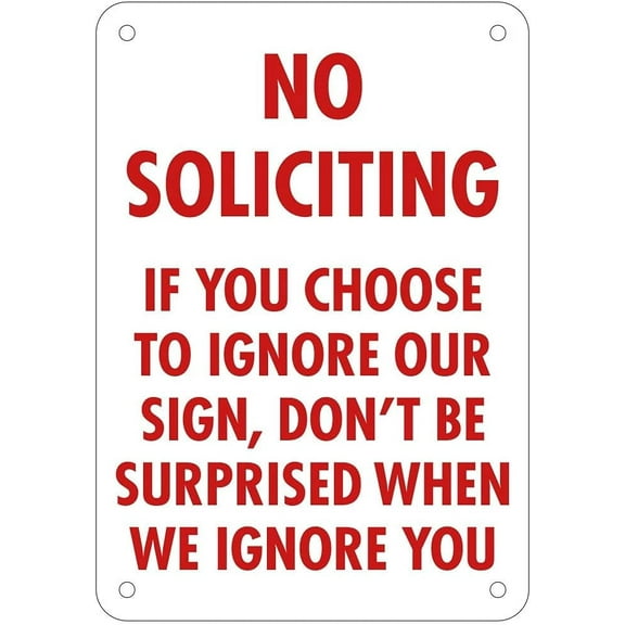 Warning Sign Funny No Soliciting Sign Aluminum Signs for Home House Door Metal Signs D¨¦cor 8x12 inch