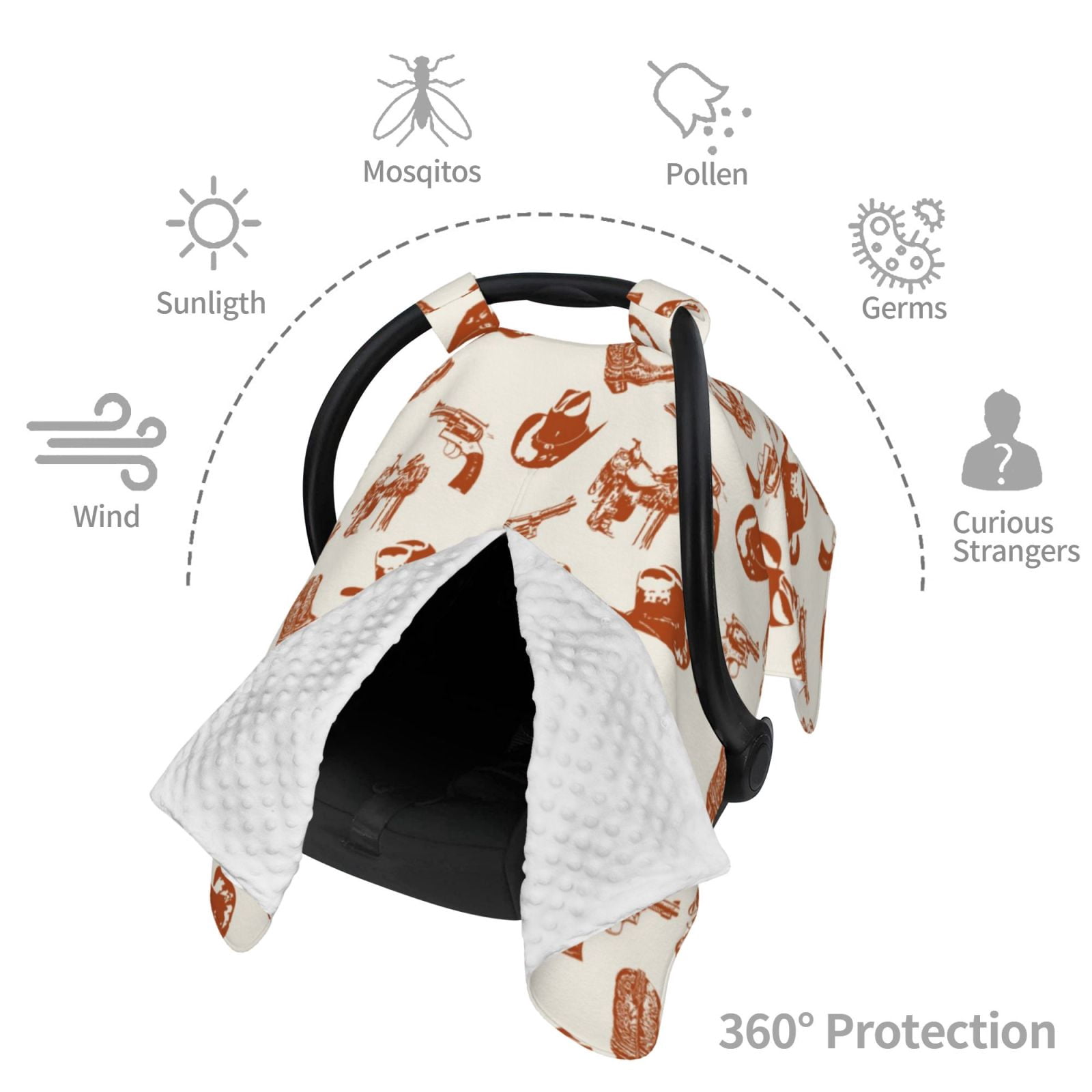Car Seat Cover Baby - Cowboy Western Breathable Infant Car Seat Cover for Baby Carseat, Lightweight Comfort Baby Essentials Must Haves Newborn Stuff for Girl Boy