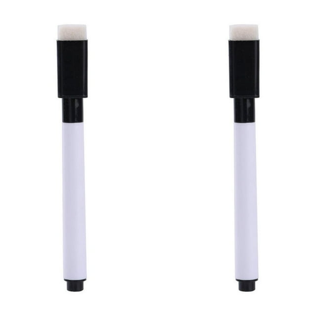 JUNWELL 2Pcs Dry Erase Markers Black Dry Erase Markers with Eraser Magnetic Dry Erase Marker