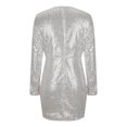 thumbnail image 5 of Efsteb Fall Fashion 2025 Women's Sequin Dress Slim V Neck Long Sleeves Knee Length Bodycon Dress Ruched Sparkly Bodycon Club Mini Dresses (White,L), 5 of 7