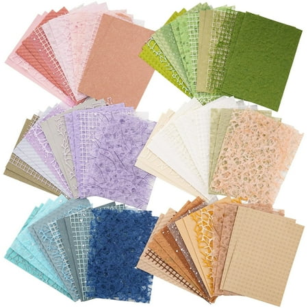 6Pack Textured Scrapbook Paper and Mesh Fabric Assorted Set Planner 3.9×5.5 Inch