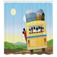 thumbnail image 3 of Ambesonne Cartoon Shower Curtain, Crowded Yellow Bus, 69"Wx70"L, Multicolor, 3 of 3