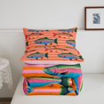 thumbnail image 5 of Manfei Whimsical Trout Full Size Comforter Sets, Cartoon Sea Animal Bedding Comforter Set, Orange Pink, Pink Reversible, 3pcs, 1 Comforter and 2 Pillowcases, 5 of 7