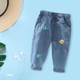 thumbnail image 6 of Hessimy Girls Baggy Jeans,Ripped Heart Patch Denim Pants,Casual Loose Fit Wide-Leg Trousers(Blue,6-12 Months), 6 of 6
