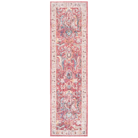 SAFAVIEH Bristol Calvagh Oriental Polyester Runner Rug, Rose/Light Grey, 2'3" x 8'
