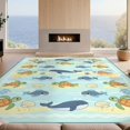 thumbnail image 2 of Design&I 6'x9' Ultra Soft Area Rug, Whale Turtle Nautical Underwater Cartoon Marine Wave Border Crab None Fluffy Washable Non Shedding for Guest Room Bedroom Living Room, 2 of 7
