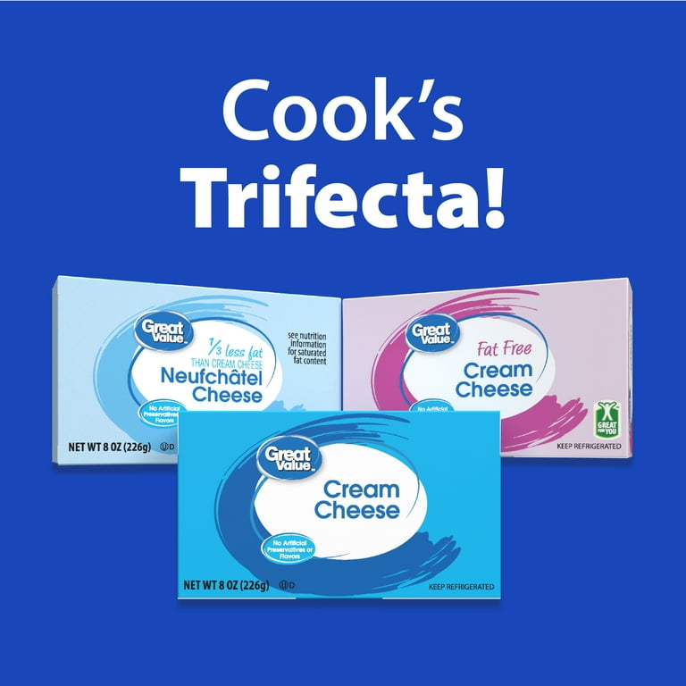Great Value Cream Cheese Brick, 8 oz (Refrigerated)