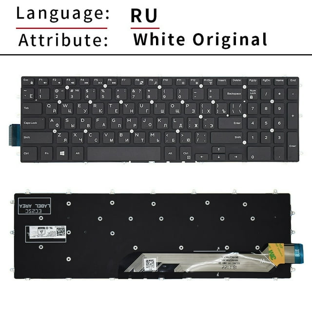 Clavier Rétroéclairé Russe pour Dell Inspiron 15 Gaming 7566 7567 5570 5770 5775 5575 7570 7577 RU Clavier d'Ordinateur Portable RU Blanc Mot